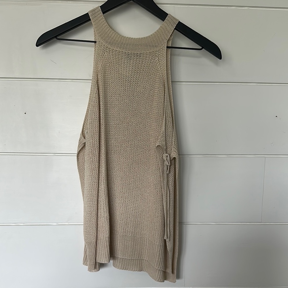 Beige Knit Sleeveless Top